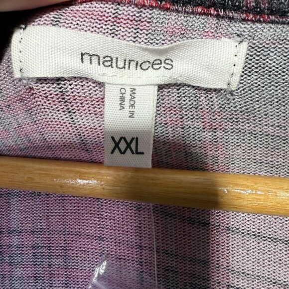 Maurices Plaid Button-Front Peplum Top Women’s Size XXL Red Black & Purple - Picture 6 of 11